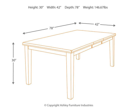 Ralene Dining Table dimension diagram