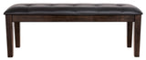 Haddigan Dark Brown Upholstered Dining Bench front view