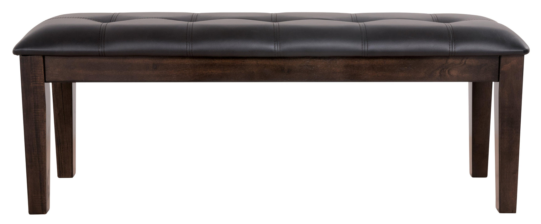 Haddigan Dark Brown Upholstered Dining Bench front view