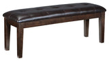Haddigan Dark Brown Upholstered Dining Bench side profile