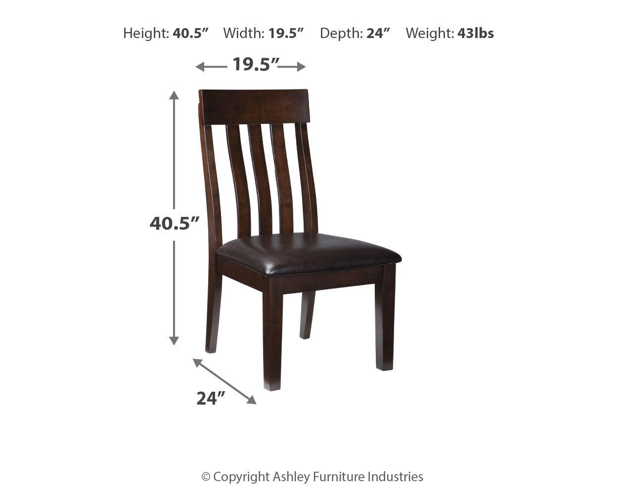 Dimension diagram for Haddigan Dark Brown Dining Chair