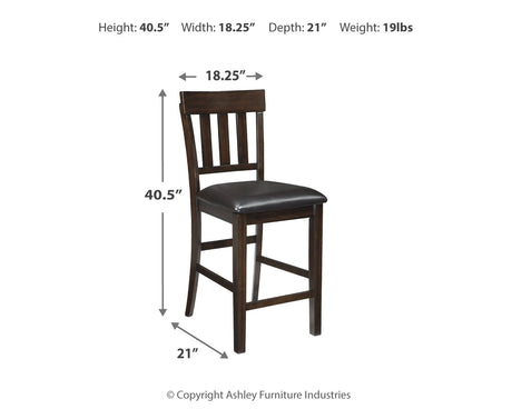 Table dimension diagram for Haddigan set