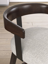 Dark brown oak finish detail on Haddigan barstool