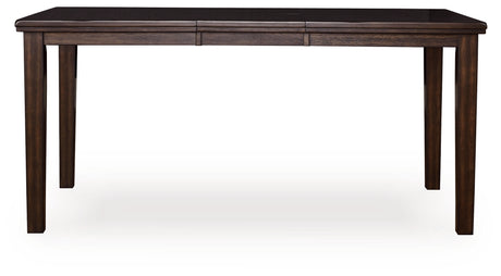 Haddigan Dark Brown Counter Height Dining Extension Table front angle