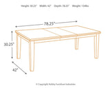 Haddigan dining table dimensions diagram