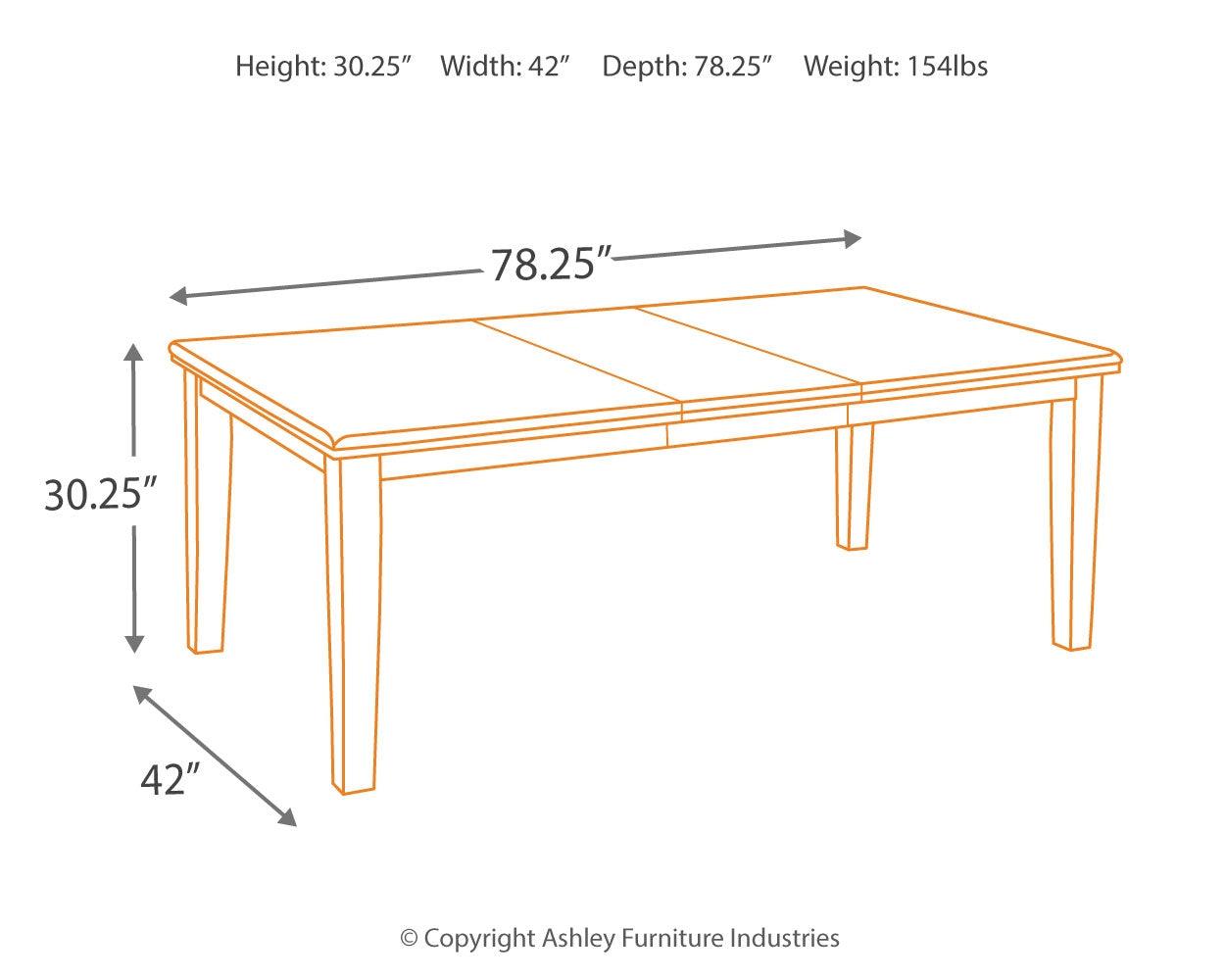 Haddigan dining table dimensions diagram
