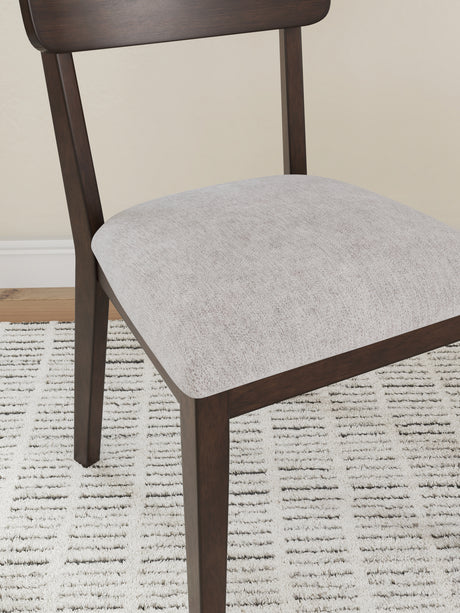 Detail of wood veneer backrest on Mallenette chair