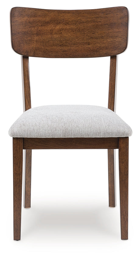 Head-on view of Tameride chair with gray cushion