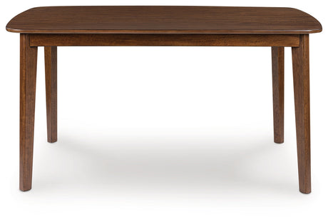 Head-on view of Tameride dining table