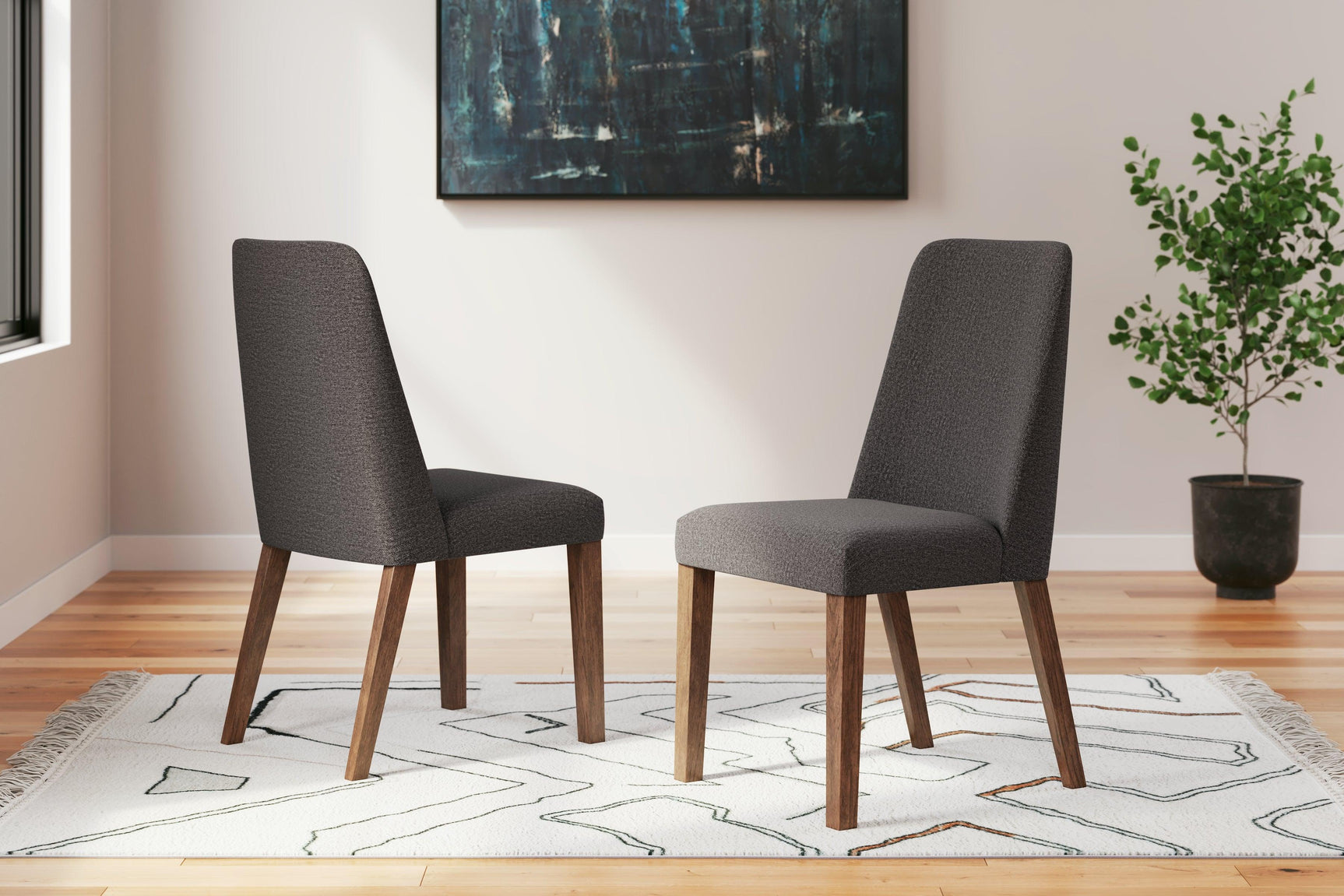 Lyncott dining chair upholstered seat closeup