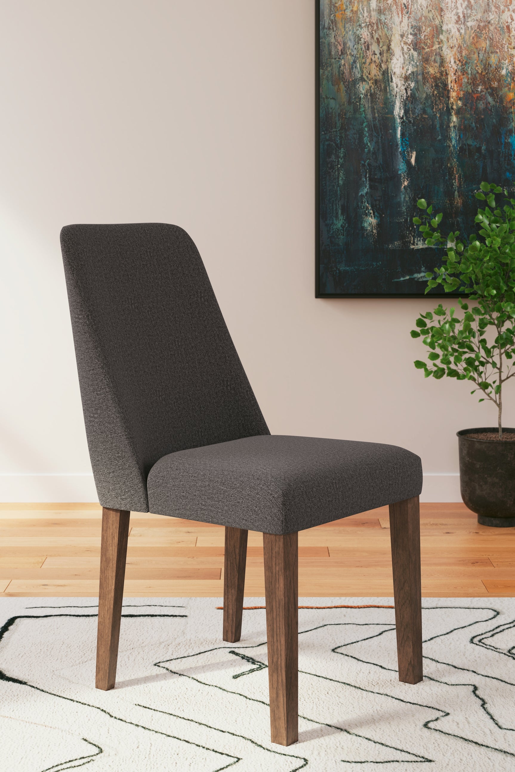 Lyncott Charcoal and Brown dining set with table and 4 chairs