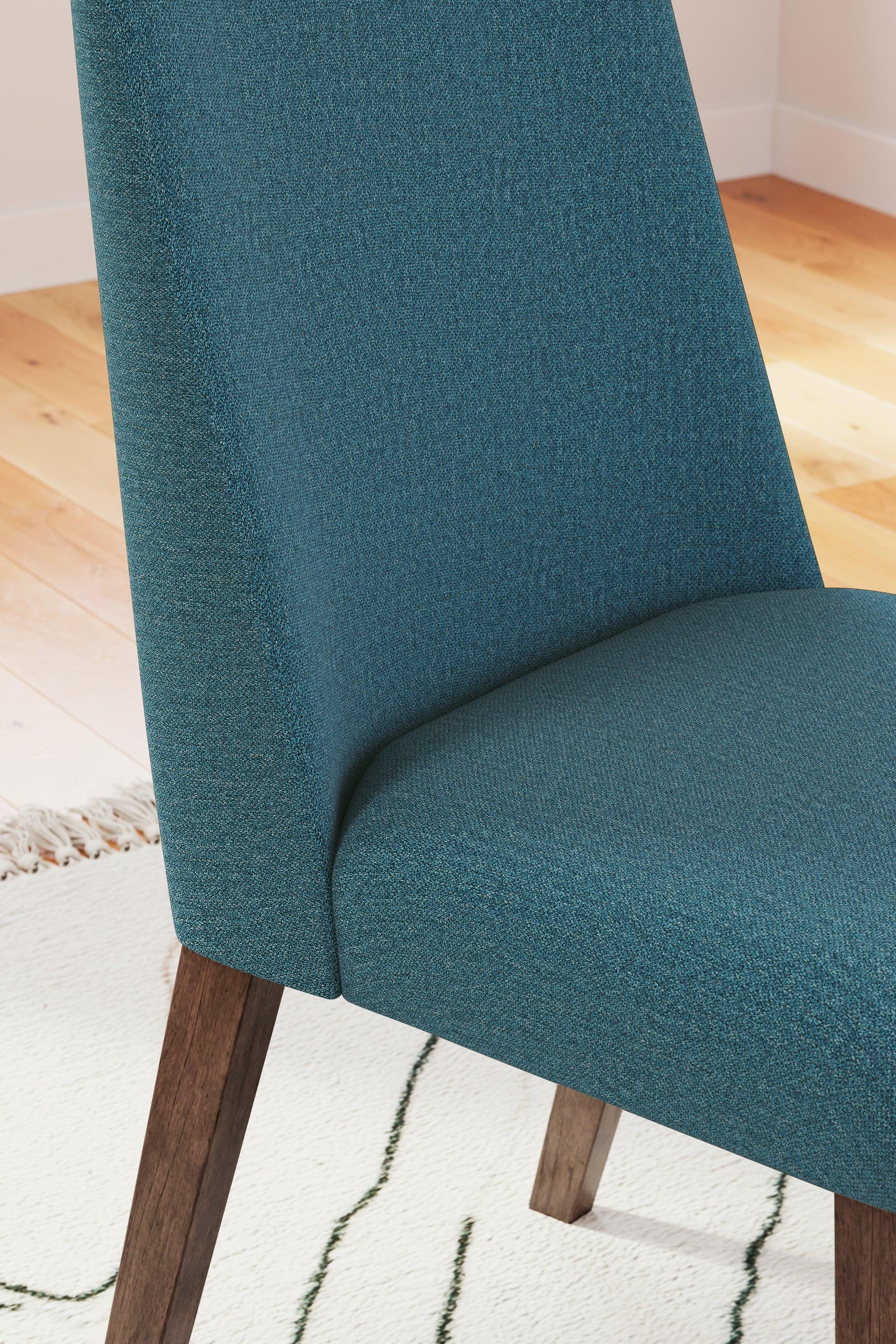 Lyncott Blue and Brown Dining Chair upholstery detail