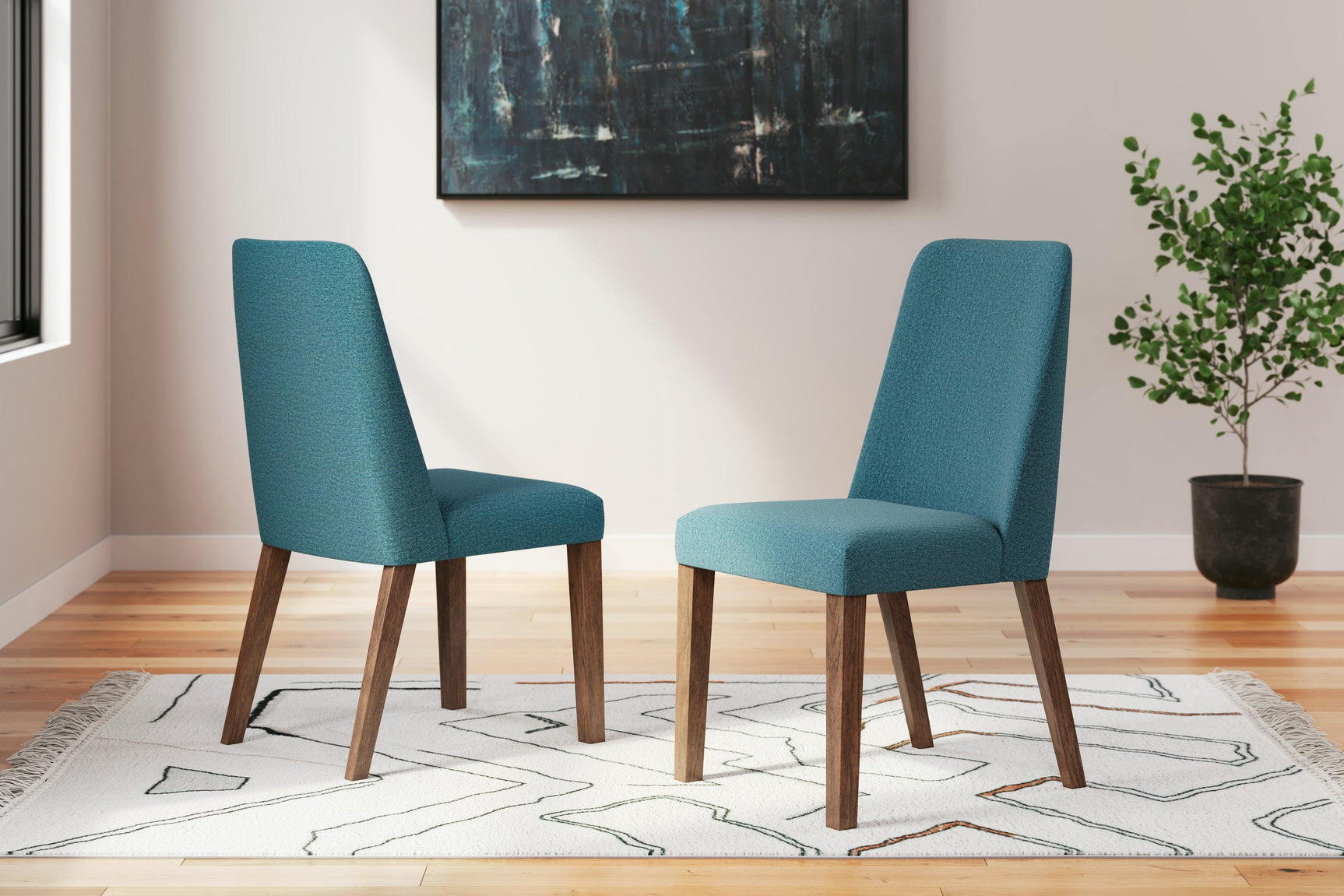 Lyncott Blue and Brown Dining Chair front full view