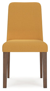 Back view of dining chair with curved design