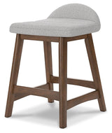 Back view of Lyncott light gray and brown counter height bar stool