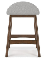 Front view of Lyncott counter height bar stool with light gray cushion