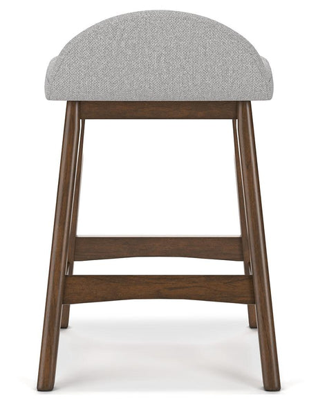Front view of Lyncott counter height bar stool with light gray cushion