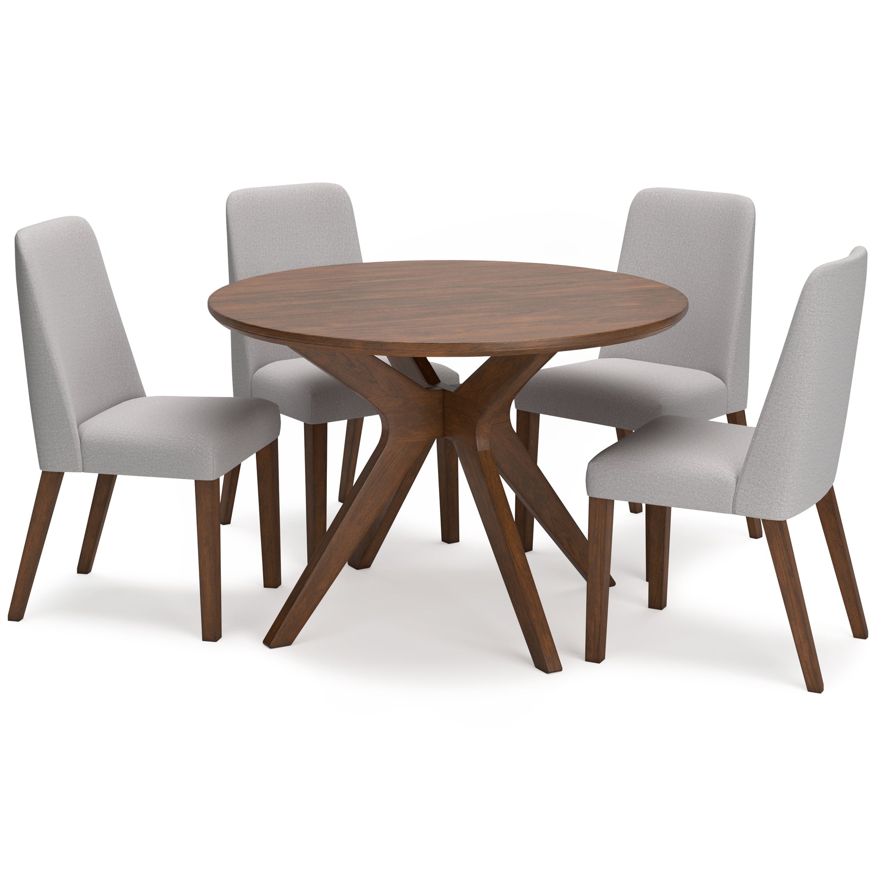 Lyncott Dining Table with 4 Chairs in gray and brown finish, front view