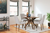 Lyncott Dining Table with 4 Chairs in gray and brown finish, front view