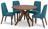 Lyncott Blue and Brown Mid-Century Dining Table and Chairs