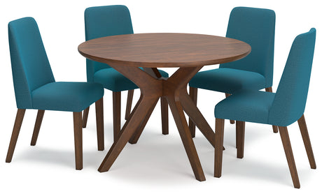 Lyncott Blue and Brown Mid-Century Dining Table and Chairs