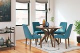 Lyncott Blue and Brown Mid-Century Dining Table and Chairs