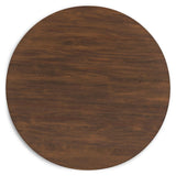 Close-up detail of Lyncott dining table wood grain and base
