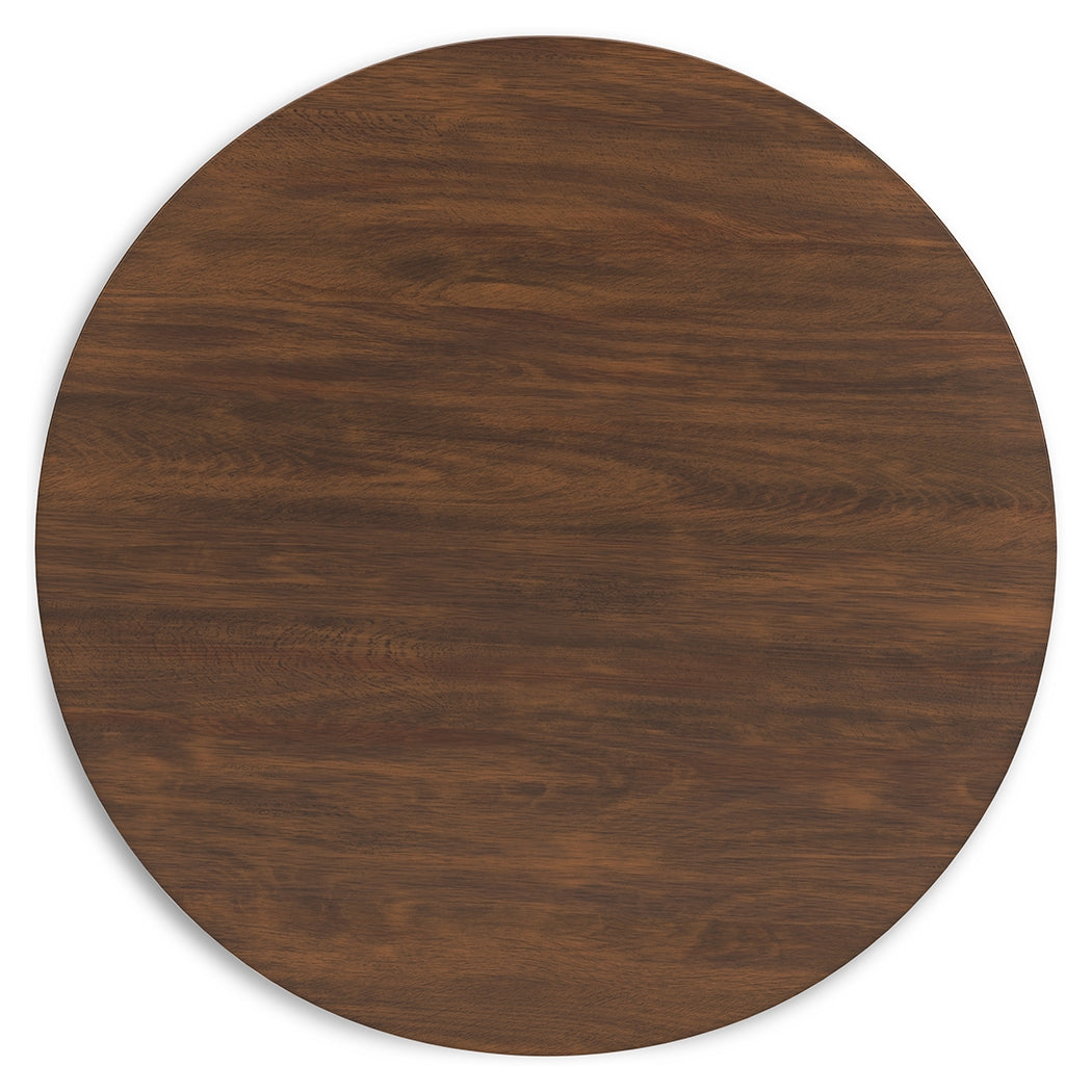 Lyncott Dining Table with 4 Chairs in gray and brown finish, front view