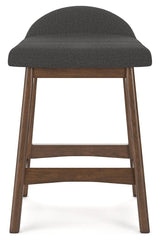 Front view of Lyncott bar stool with charcoal cushion