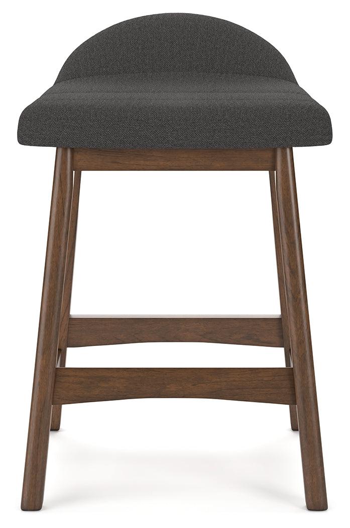 Front view of Lyncott bar stool with charcoal cushion