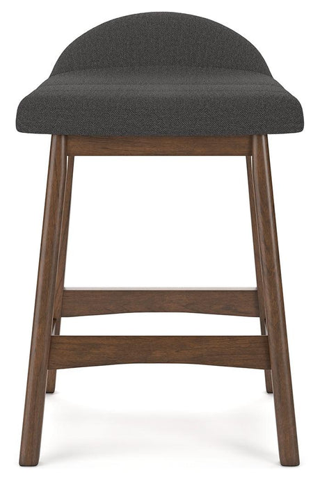 Front view of Lyncott bar stool with charcoal cushion