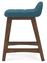 Lyncott Blue brown counter height bar stool side alternate view
