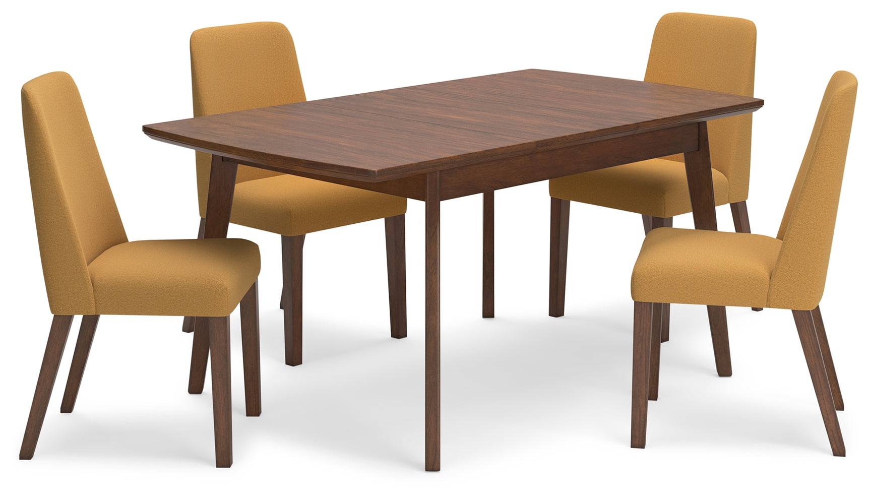 Side view of Lyncott mustard and brown dining chair
