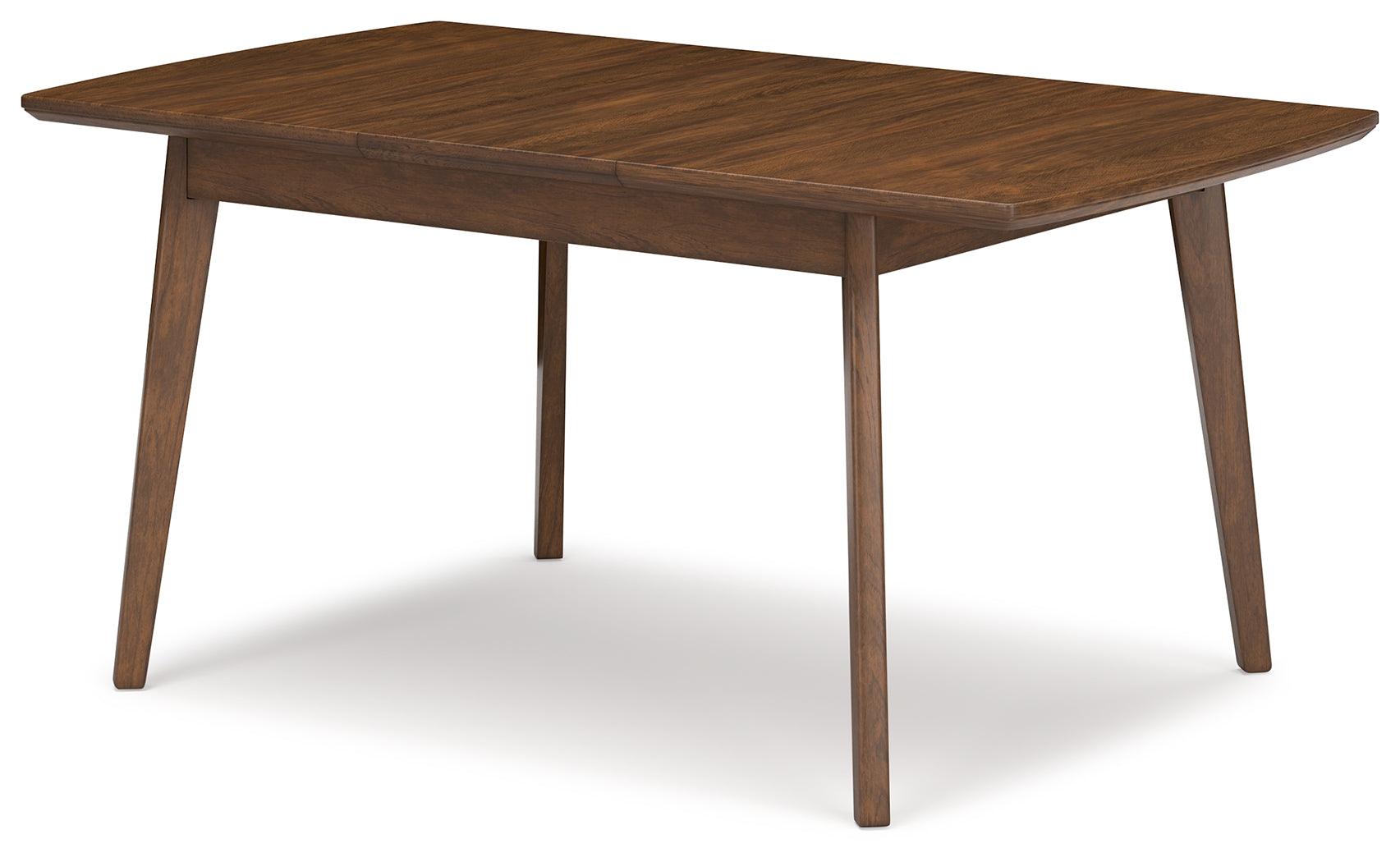 Lyncott Brown Dining Extension Table - angled side view