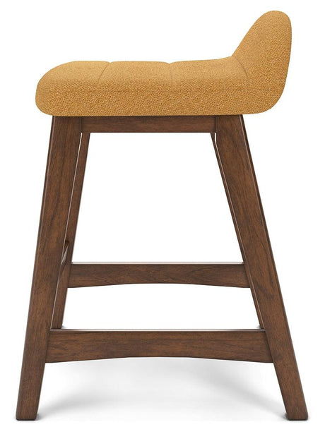 Lyncott mustard brown counter height bar stool side profile