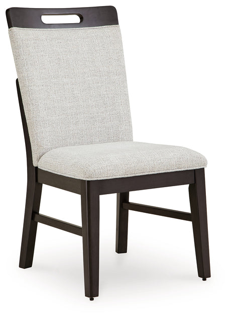 Close-up of fabric upholstery and cushioning on Neymorton chair seat