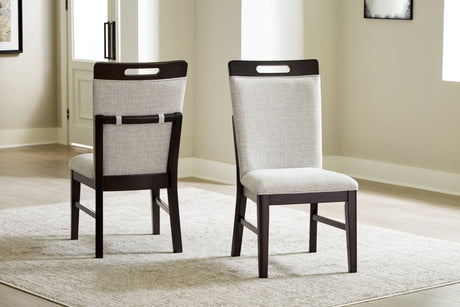 Back view of Neymorton dining chair showing peek-a-boo handle