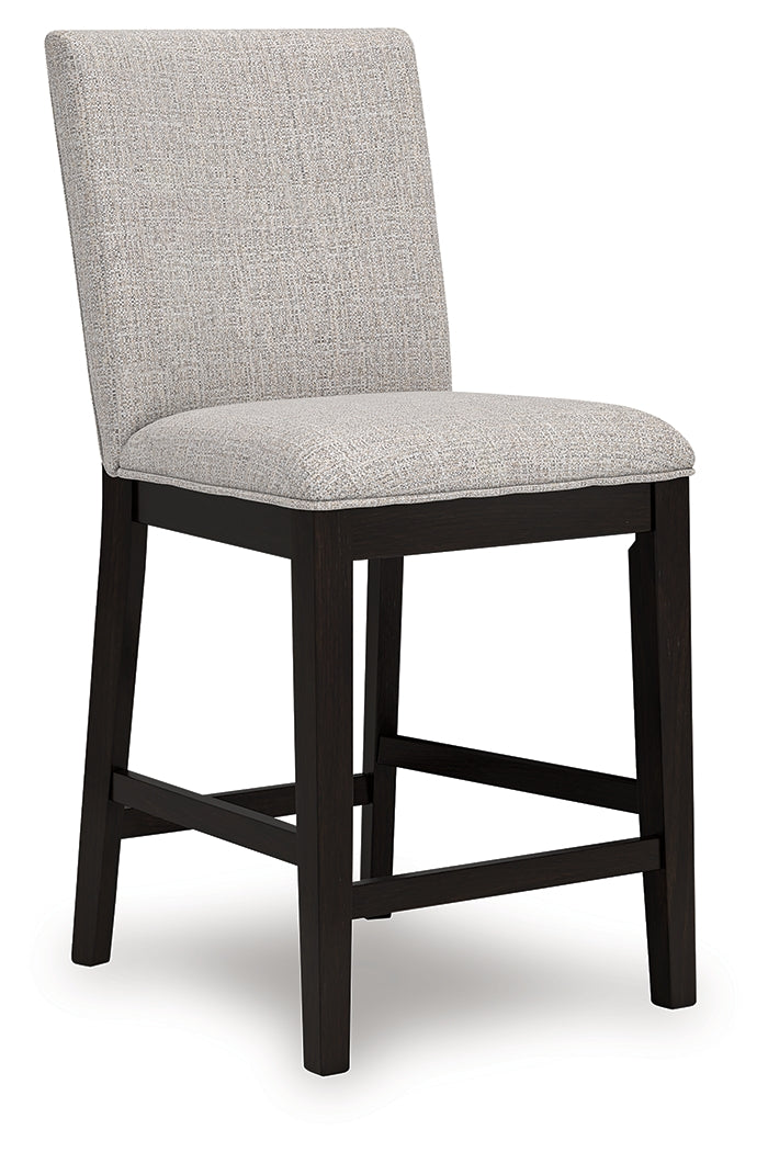 Neymorton Dark Grayish Brown Counter Height Swivel Barstool front angle