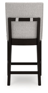 Neymorton Dark Grayish Brown Counter Height Swivel Barstool front angle