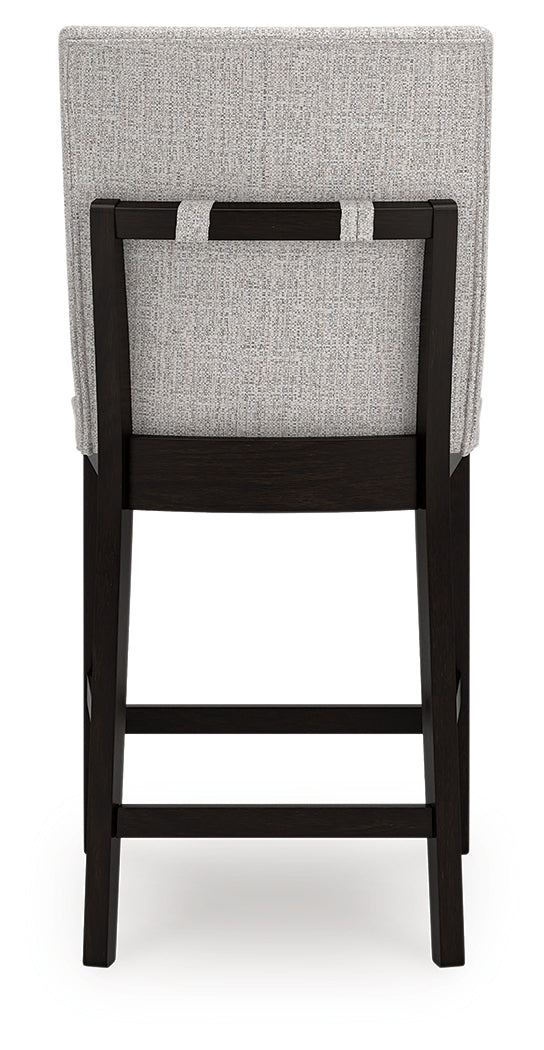 Neymorton Dark Grayish Brown Counter Height Swivel Barstool front angle