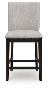 Neymorton Dark Grayish Brown Counter Height Swivel Barstool front angle