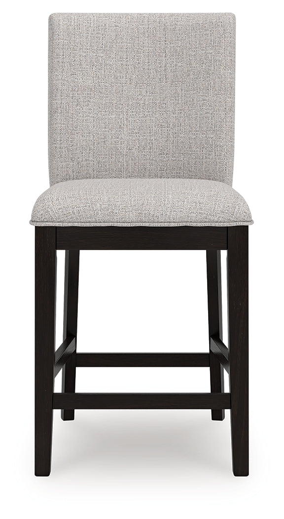 Neymorton Dark Grayish Brown Counter Height Swivel Barstool front angle