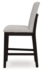 Neymorton Dark Grayish Brown Counter Height Swivel Barstool front angle