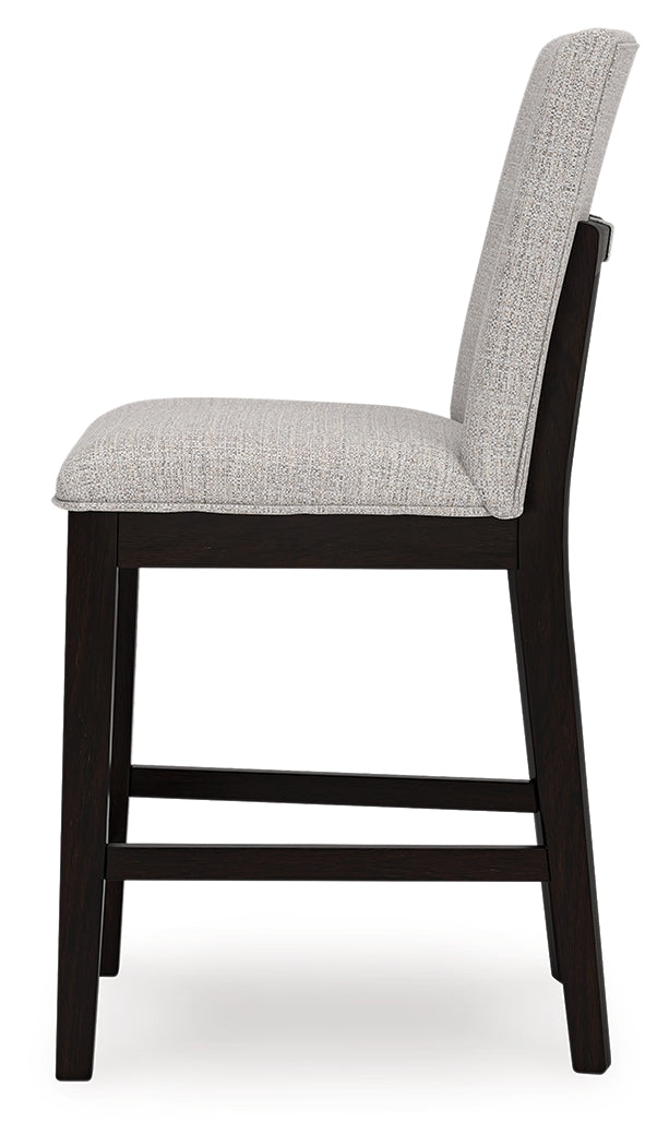 Neymorton Dark Grayish Brown Counter Height Swivel Barstool front angle