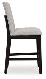 Neymorton Dark Grayish Brown Counter Height Swivel Barstool front angle