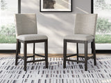 Neymorton Dark Grayish Brown Counter Height Swivel Barstool front angle