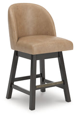 Neymorton Dark Grayish Brown Counter Height Swivel Barstool front angle