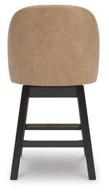Neymorton Dark Grayish Brown Counter Height Swivel Barstool front angle
