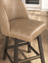 Neymorton Dark Grayish Brown Counter Height Swivel Barstool front angle