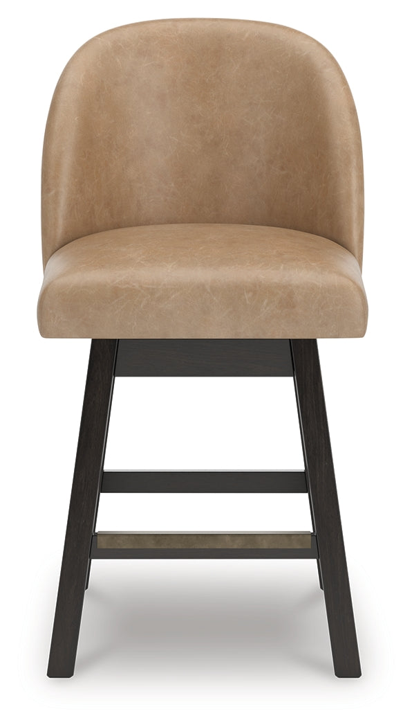 Neymorton Dark Grayish Brown Counter Height Swivel Barstool front angle